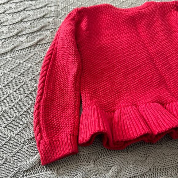 NWT Gap Red Cable Knit Peplum Sweater ~ 4 - Picture 8 of 10